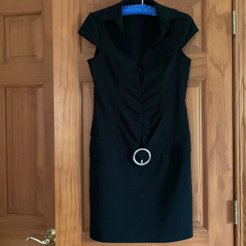 Cute black dress with silver buckle embellishment